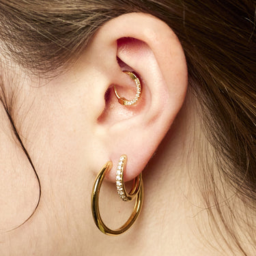 Gold Sparkling Daith Hoop Single Earring