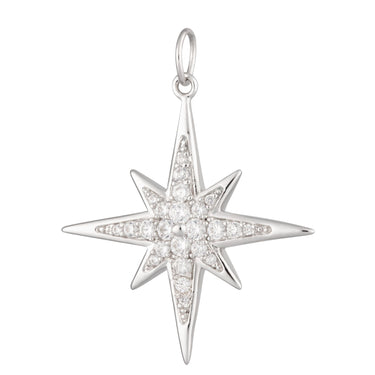 Silver Large Sparkling Starburst Charm