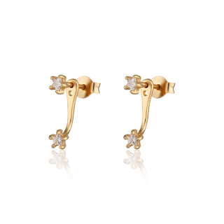 Gold Sparkling Star Ear Jacket Stud Earrings by Scream Pretty