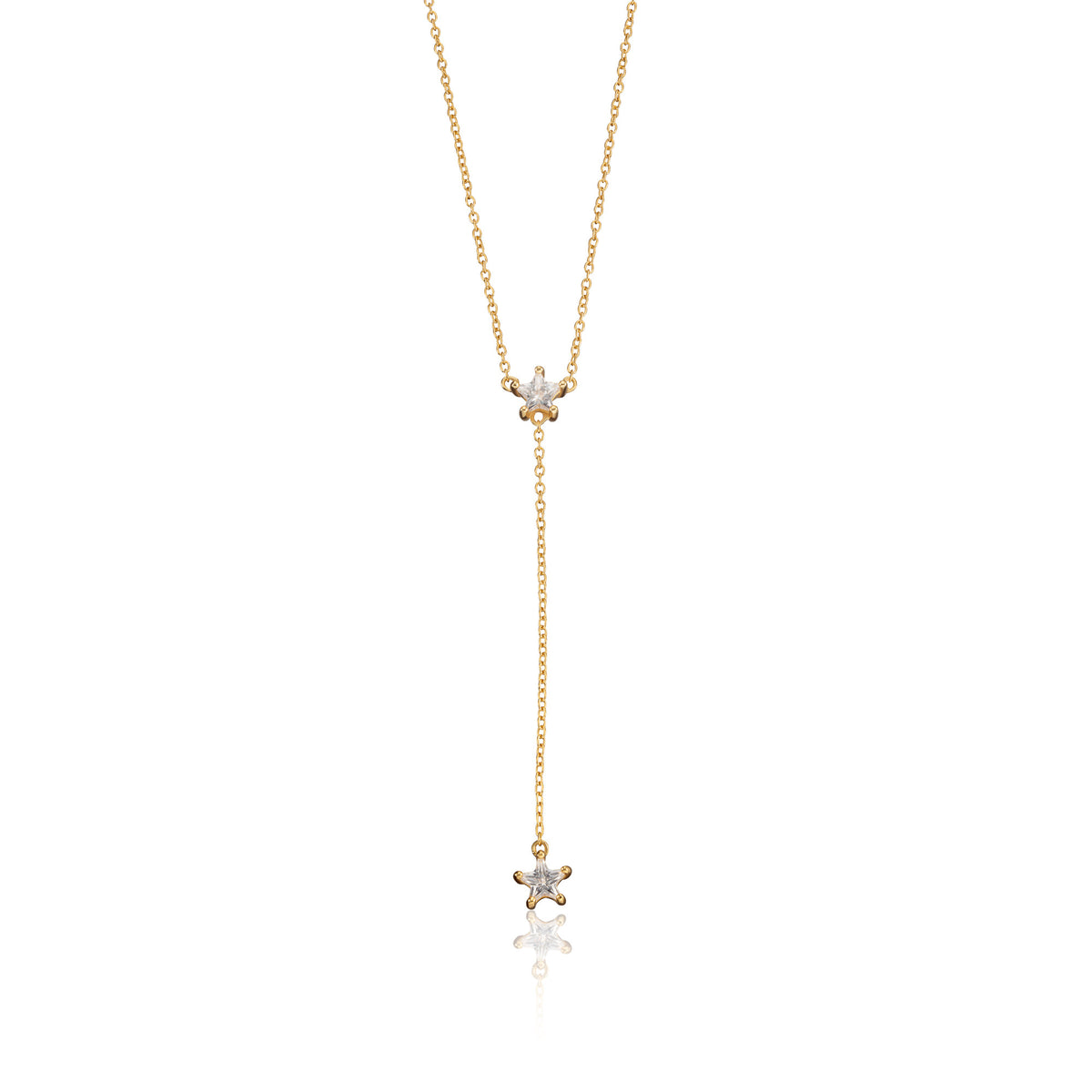 Gold Sparkling Star Drop Necklace