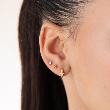 Gold Sparkling Star Earring Stacking set