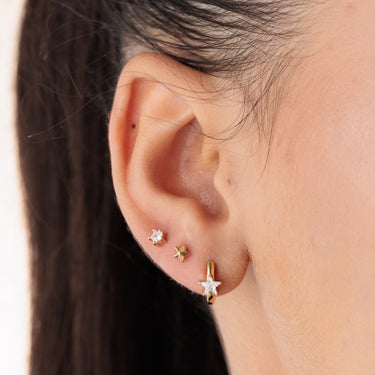 Sparkling Star Gold Flat Back Labret Stud Earring in Upper Lobe
