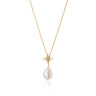 Sparkling Star & Pearl Necklace in Gold