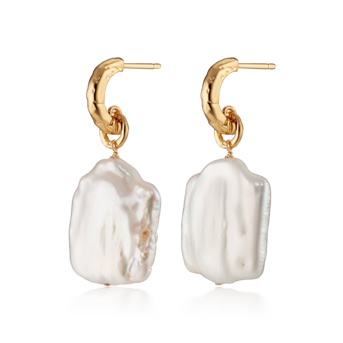 LIMITED EDITION Statement Molten Pearl Charm Hoop Earrings