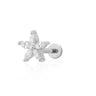 Silver Sparkling Teeny Flower Flat Back Labret Single Earring 