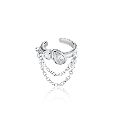 Silver Toi Et Moi Chained Ear Cuff by Hannah Martin x Scream Pretty