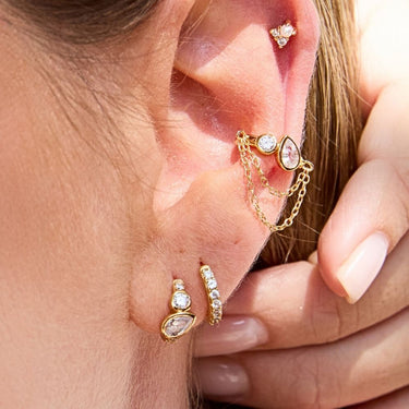 Toi Et Moi Ear Cuff with Huggie Earrings and Flat Back by Scream Pretty