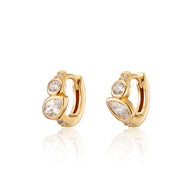 Gold Toi Et Moi Clear Stone Huggie Earrings by Hannah Martin X Scream Pretty