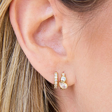 Toi Et Moi Two Stone Huggie Earrings & Clear Stone Huggie by Scream Pretty