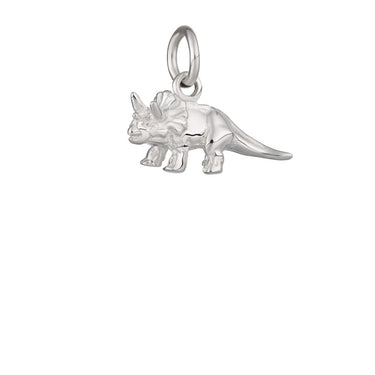 Silver Triceratops Dinosaur Charm