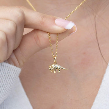 Gold Triceratops Dinosaur Charm on Chain