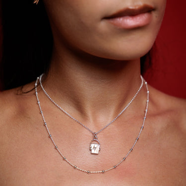 Silver Walkman Necklace with Satellite Chain