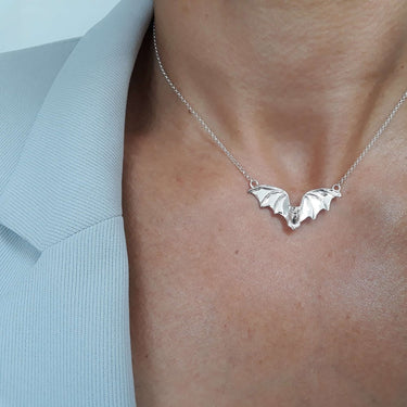 Bat Necklace | Gothic Halloween Bat Necklace in Silver or Gold | Scream Pretty
