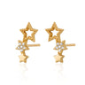 Gold Star Ear Climber Stud Earrings | Star Climber Studs with Clear Stones