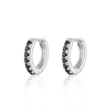 Huggie Earrings With Black Stones Sterling Silver earrings by Scream Pretty