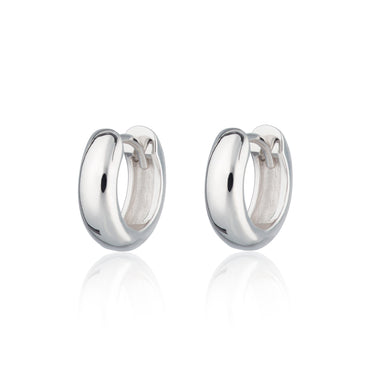 Chunky Silver Huggie Hoop Earrings 
