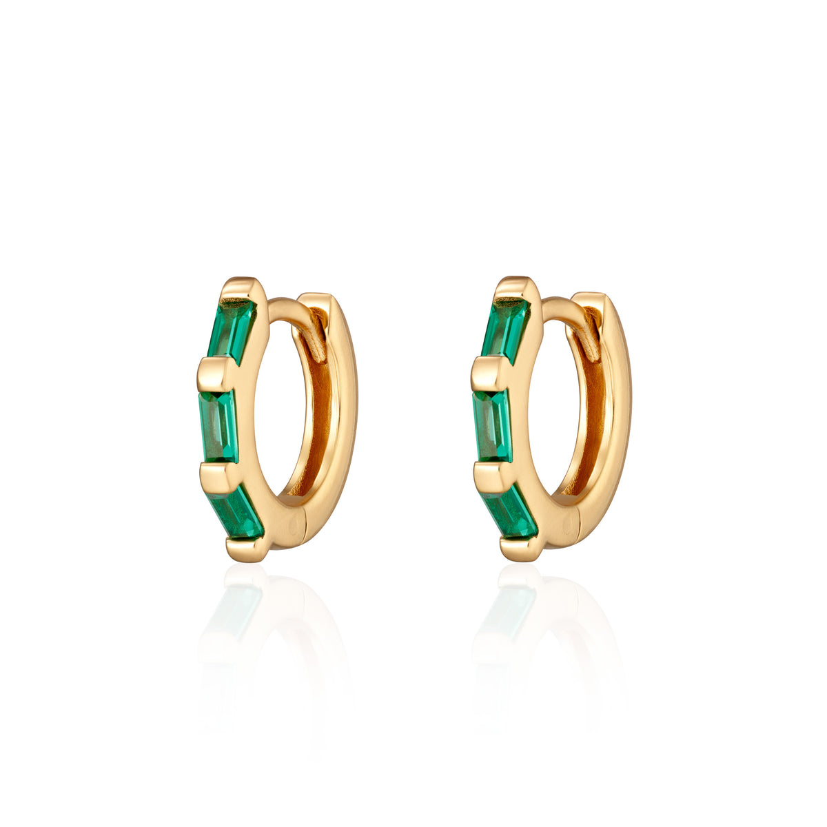 Baguette Huggie Earrings Stones