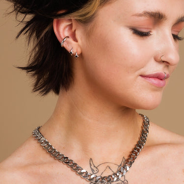 Black Star Large Huggie Earrings  | Small Hoop Earrings for Women | Scream Pretty