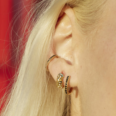 Large Huggie Earrings with Black Stones | Silver & Gold Hoop Earrings for Women | Scream Pretty