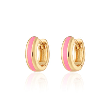 Candy Stripe Huggie Earrings in Pink | Chunky Mini Hoop Earrings | Scream Pretty