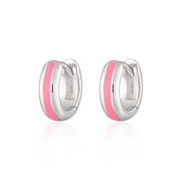Candy Stripe Huggie Earrings in Neon Pink by Scream Pretty