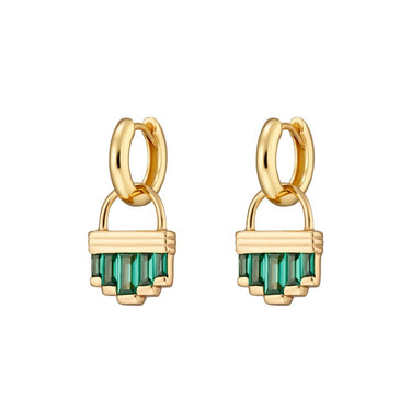 Green Cleopatra Charm Hoop Earrings| Emerald Green Drop Hoop Earrings | Scream Pretty