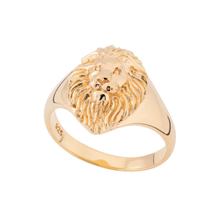 Lion Head Signet Ring Gold Plated / Large / P / Size 8 Ring by Scream Pretty