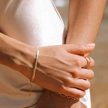 Flat Snake Chain Bracelet | Silver & Gold Herringbone Bracelet for Women| Scream Pretty