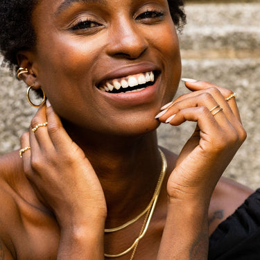 Woman Wearing Double Band Adjustable Ring | Twin Band Gold Ring