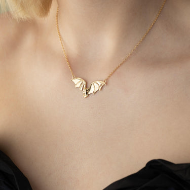 Bat Necklace | Gothic Halloween Bat Necklace in Silver or Gold | Scream Pretty