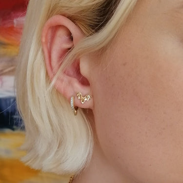 Woman Wearing Gold Bat Stud Earrings | Unique  Thematic Studs