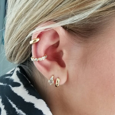 Bezel Ear Cuff with Clear Stones | Silver & Gold Ear Wrap Earring for Non-Pierced Ears | Scream Pretty
