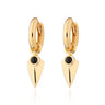Black Onyx Shield Charm Hoop Earrings | Drop Hoop Earrings | Scream Pretty
