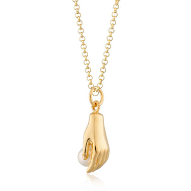 Hand and Pearl Necklace | Women's Pendant Necklaces by Scream Pretty