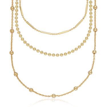 Layering Set - Bamboo Choker, Ball Chain and Long Satellite Necklace Set Gold Plated Jewellery Set by Scream Pretty