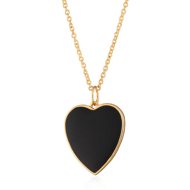 Black Heart Necklace with Slider Clasp Gold Plated Necklace by Scream Pretty