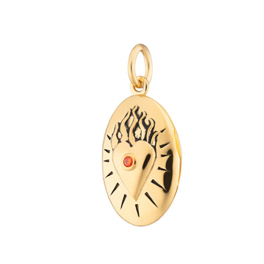 Flaming Heart Locket Charm Gold Plated Charm by Scream Pretty