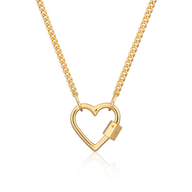 Heart Carabiner Curb Chain Necklace Gold Plated Necklace by Scream Pretty