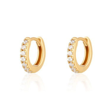 Huggie Hoop Earrings with Clear Stones | Silver & Gold Small Hoop Earrings by Scream Pretty 
