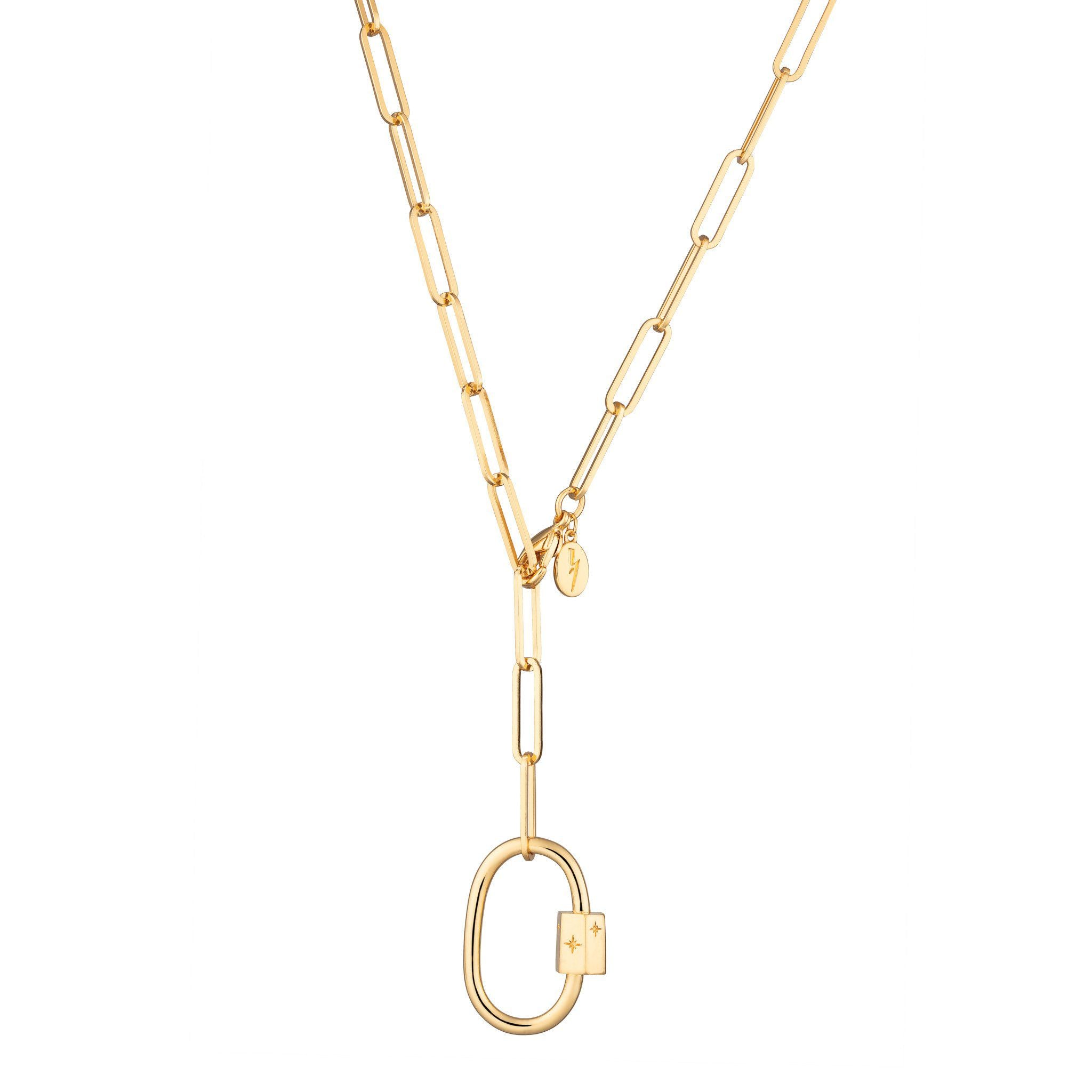 Oval Carabiner Long Link Chain Necklace | Charm Carrier – Scream Pretty