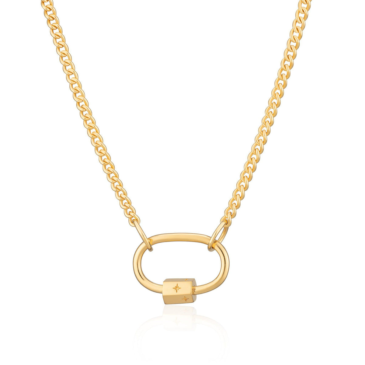 Oval Carabiner Curb Chain Necklace