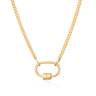 Oval Carabiner Curb Chain Necklace Gold Plated Necklace by Scream Pretty