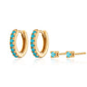 Turquoise Stone Huggie and Tiny Stud Set of Earrings Gold Plated Earring Set by Scream Pretty