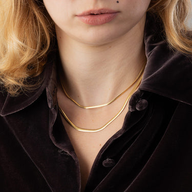 Flat Snake Chain Necklace | Silver & Gold Herringbone Demi-Fine Necklace | Scream Pretty