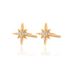 Gold Sparkling Star Stud Earrings | Star-Shaped Studs with Clear Stones