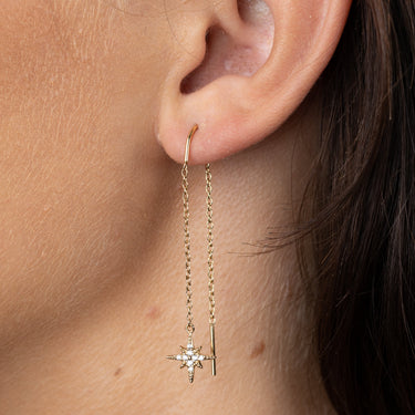 Gold Sparkling Star Threader Earrings by Scream Pretty