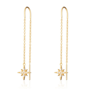 Gold Sparkling Star Threader Earrings by Scream Pretty