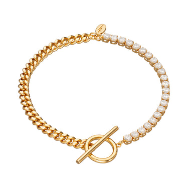 Tennis and Curb Chain Bracelet with T-Bar Clasp | Chunky Chain & Sparkle Bracelet | Scream Pretty