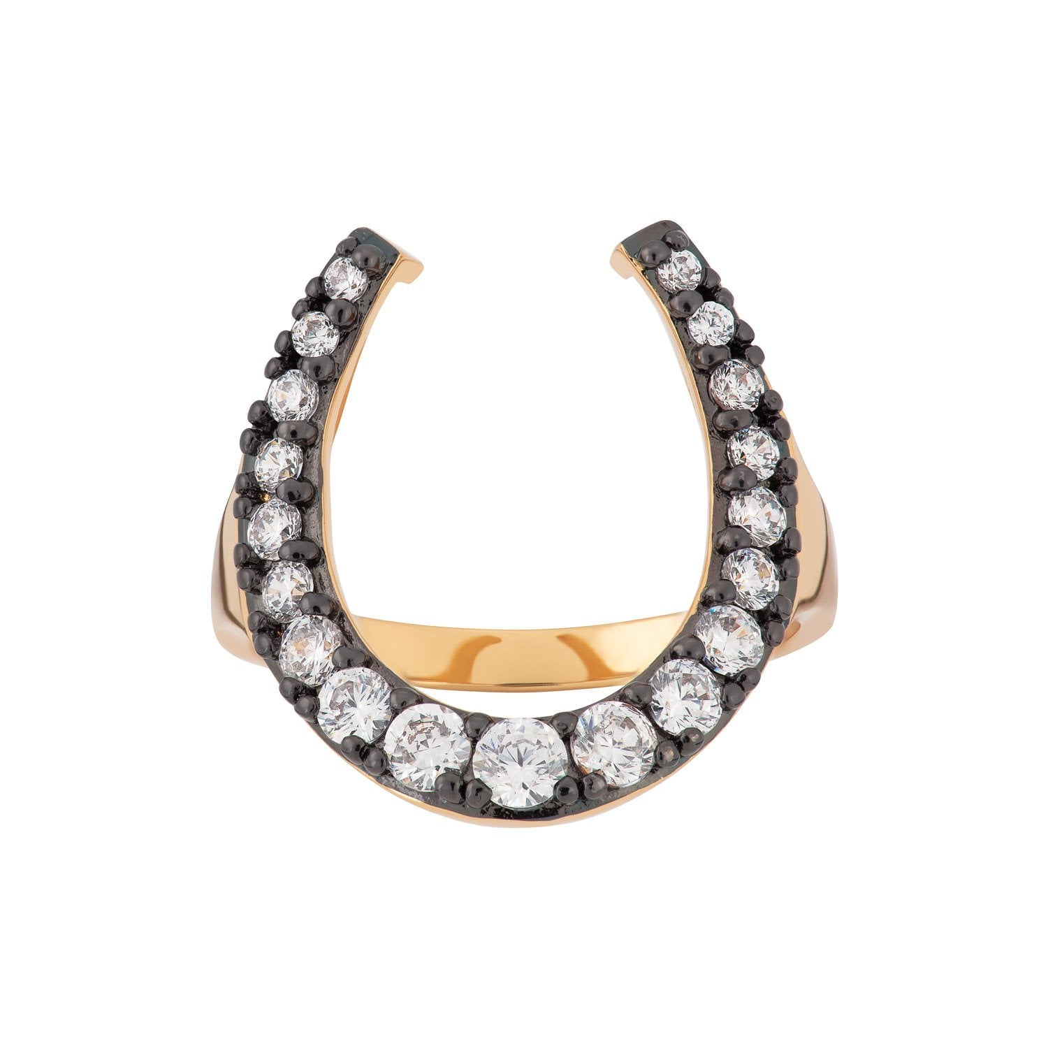 Black Horseshoe Ring with Clear Stones | Gold Rings for Women by Scream Pretty