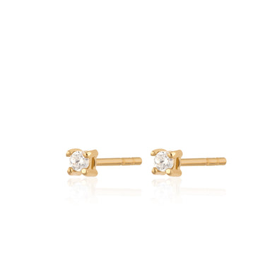 Teeny Tiny Stud Earrings Gold With Clear Stones earrings by Scream Pretty